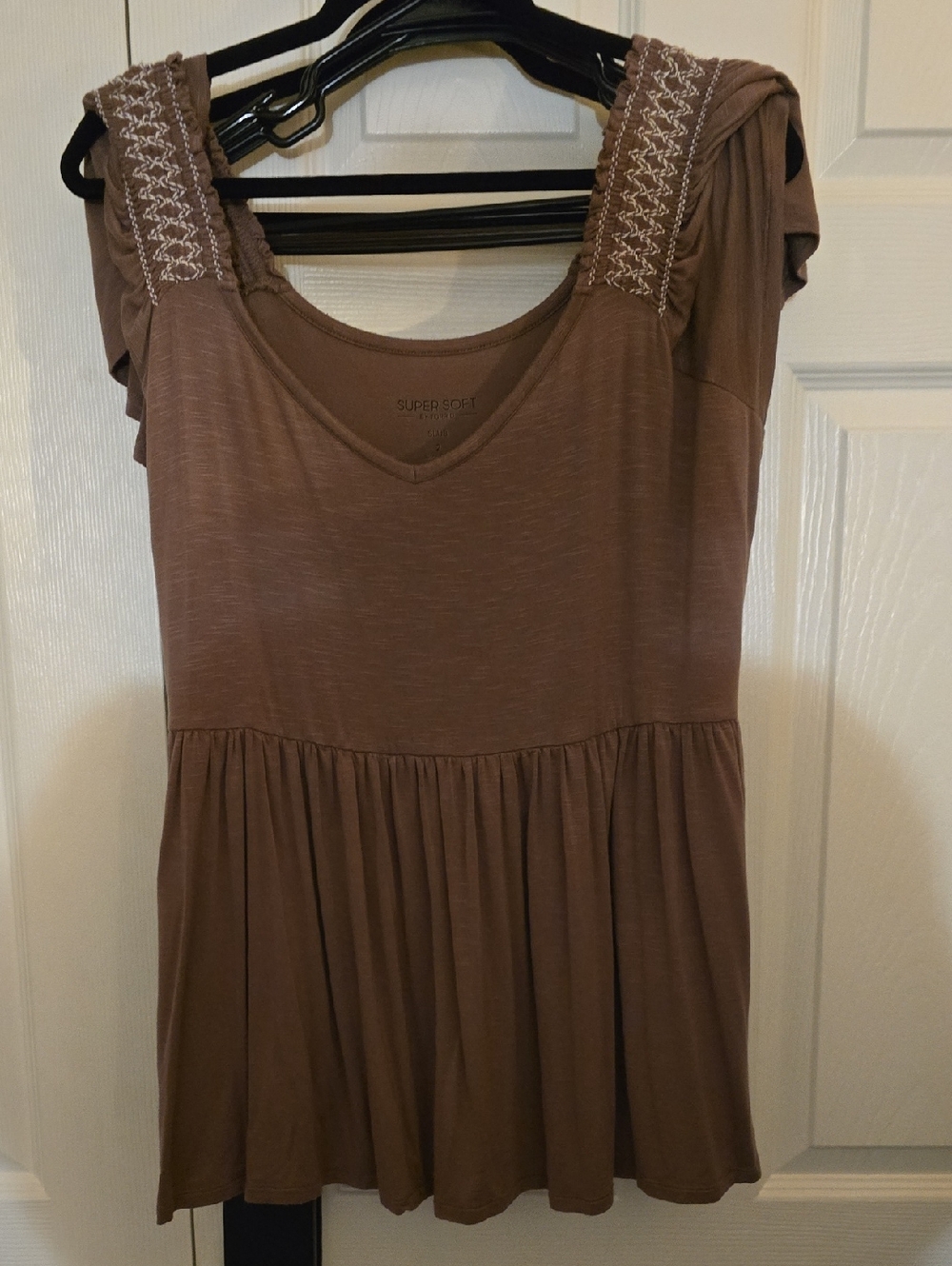 Torrid Brown Embroidered Strap Babydoll Top